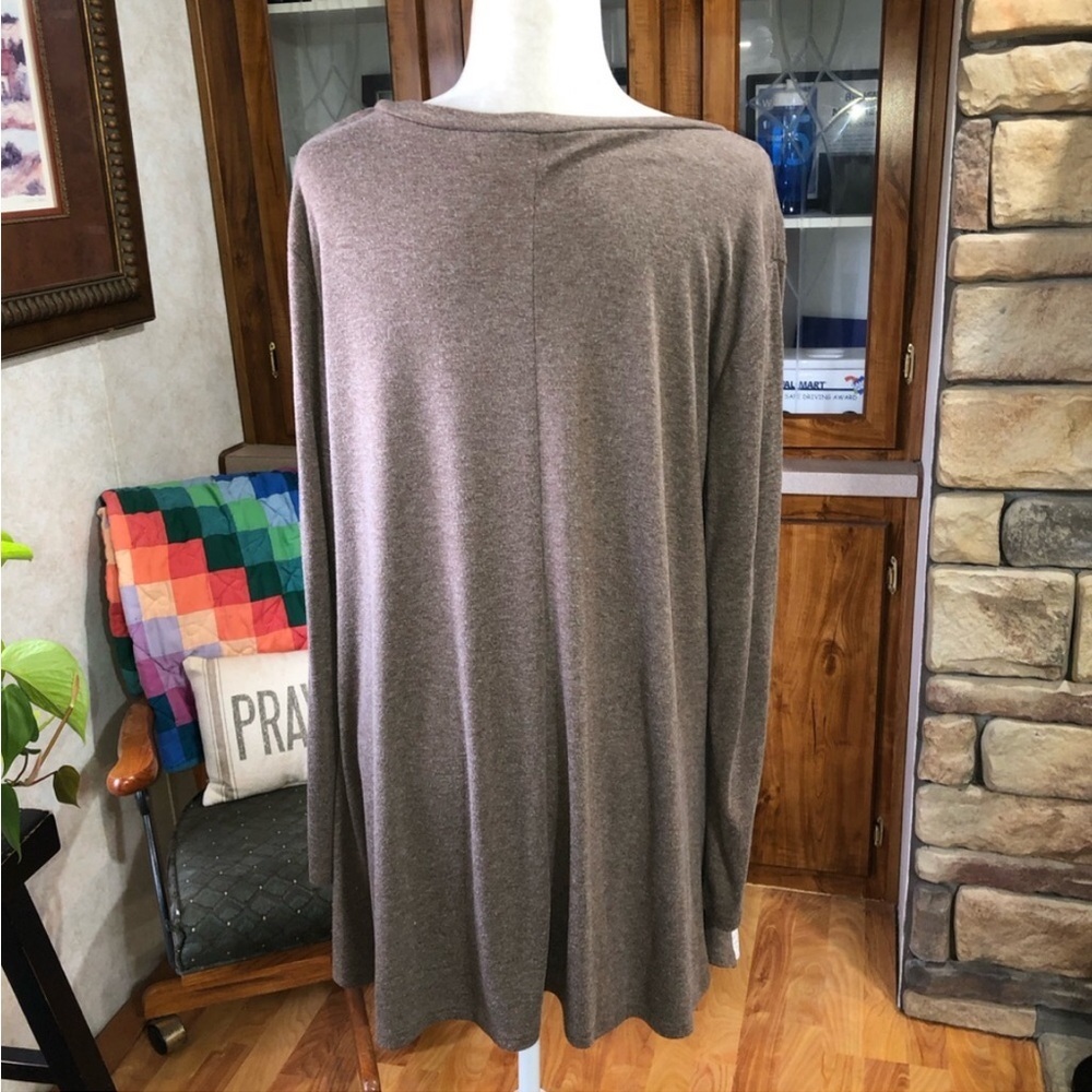 WEKILI SIZE 1X BROWN LONG SLEEVE TOP WITH LACE SKIRT WORN ONCE VERY COMFY - Picture 3 of 4